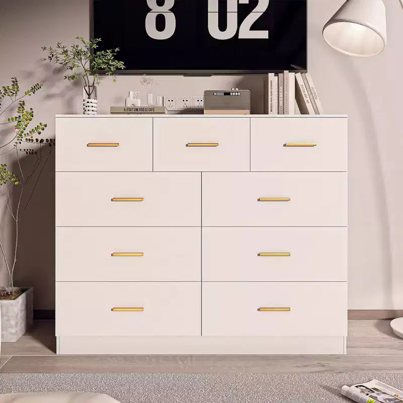 Commode Karl Home à 9 tiroirs en panneau de particules blanc 120 cm L