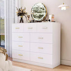 Commode Karl Home à 9 tiroirs en panneau de particules blanc 120 cm L