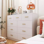 Commode Karl Home à 9 tiroirs en panneau de particules blanc 120 cm L