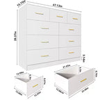 Commode Karl Home à 9 tiroirs en panneau de particules blanc 120 cm L