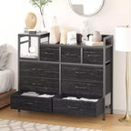 COZONY 34 Tall 9-Drawer Storage Dresser & TV Stand  Fabric Storage Tower,Sturdy Steel Frame Storage for Living Room Small Space Use