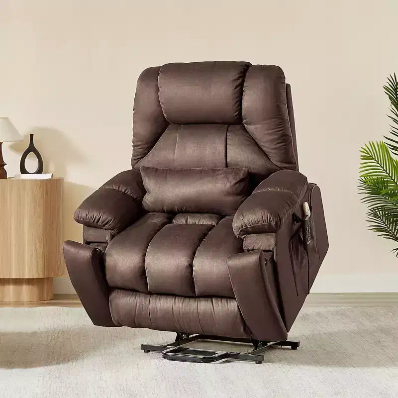 Fauteuil inclinable motorisé Bestier 40.1 W en microsuède surdimensionné avec double moteur, massage et chauffage