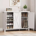 Meuble à chaussures avec portes, meuble à chaussures de ferme de 89 cm, rangement de chaussures à 4 niveaux pour entrée, grand meuble organisateur de chaussures pour salon et couloir.