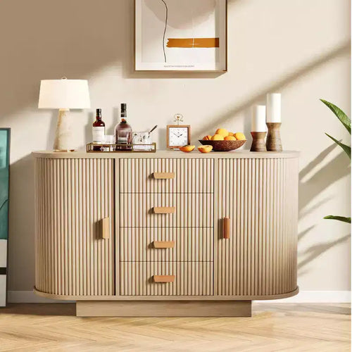 47 Kitchen Modern Fluted Sideboard Buffet Cabinet with Storage, Coffee Bar with Doors