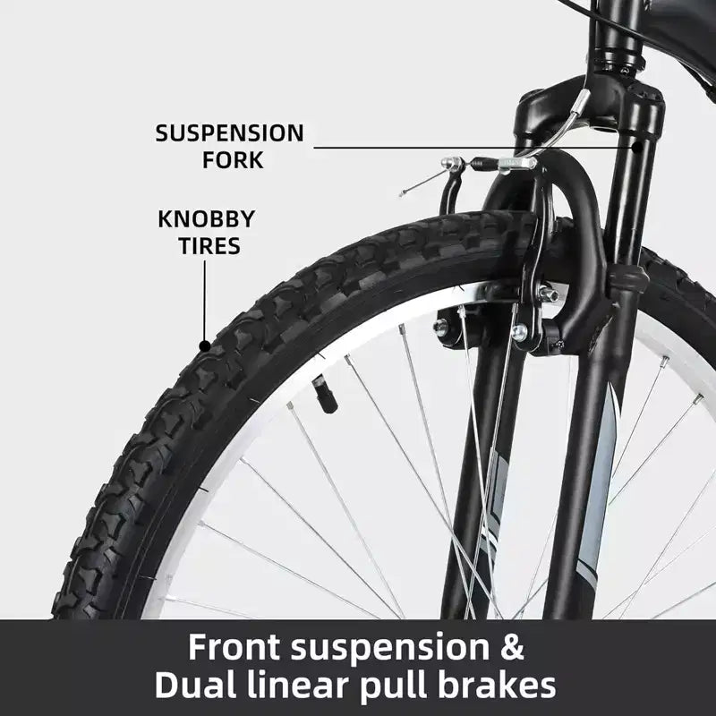 Vélo VTT hykolity 26 pouces, vélo 18 vitesses pour hommes et femmes adultes, vélo de sport tout-terrain avec double suspension intégrale, noir