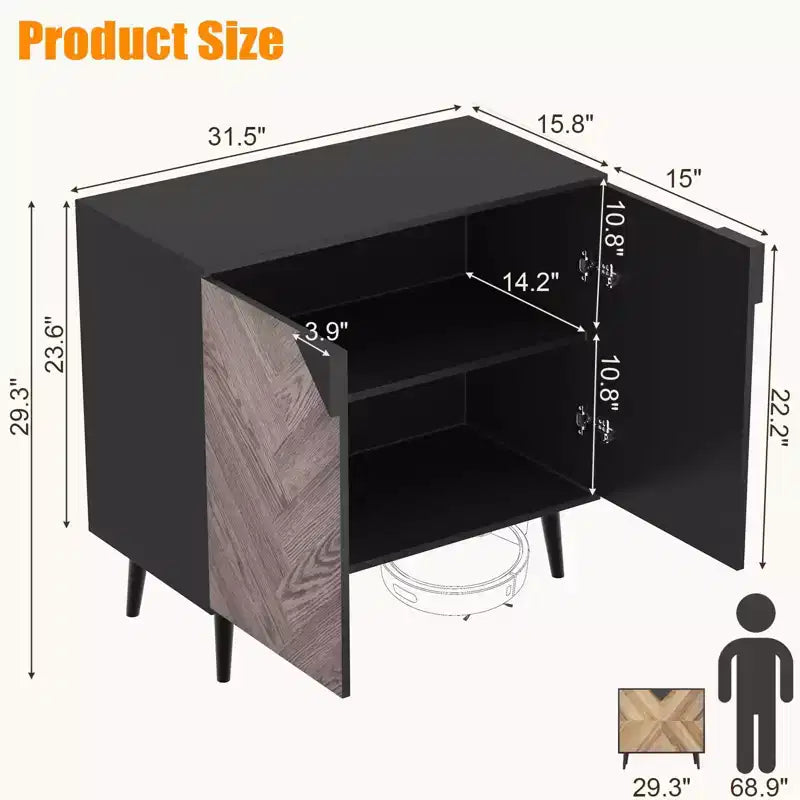 Buffet de rangement autoportant moderne, Meuble d'appoint avec portes, Buffet en bois avec rangement pour salle à manger