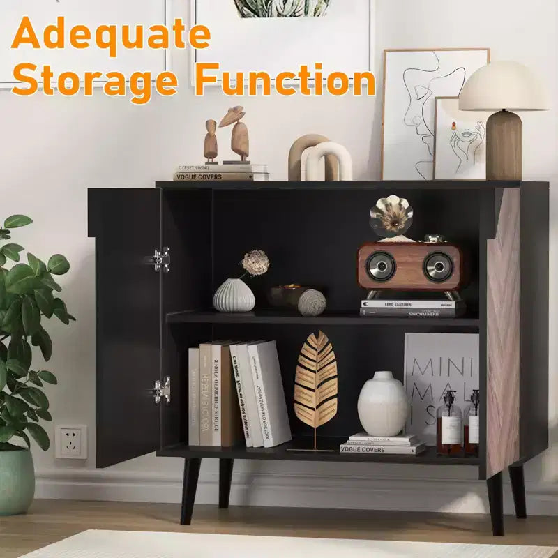 Buffet de rangement autoportant moderne, Meuble d'appoint avec portes, Buffet en bois avec rangement pour salle à manger