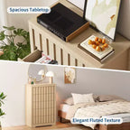 Commode moderne COZONY en bois à 5 tiroirs cannelés et sans poignées, avec rangement profond pour chambre, salon et couloir, Chêne Naturel