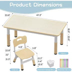Table et 6 Chaises pour Enfants - Table d'Activités et de Repas à Hauteur Réglable pour Tout-Petits de 3 à 10 Ans, 136 kg