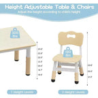 Table et 6 Chaises pour Enfants - Table d'Activités et de Repas à Hauteur Réglable pour Tout-Petits de 3 à 10 Ans, 136 kg