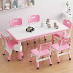 Table et 6 Chaises pour Enfants - Table d'Activités et de Repas à Hauteur Réglable pour Tout-Petits de 3 à 10 Ans, 136 kg