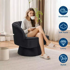 Fauteuil pivotant - Fauteuil moderne rembourré en velours Teddy Bear avec dossier rayé et rembourrage moelleux, pour salon, chambre à coucher