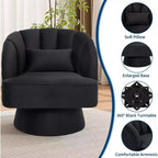 Fauteuil pivotant - Fauteuil moderne rembourré en velours Teddy Bear avec dossier rayé et rembourrage moelleux, pour salon, chambre à coucher