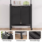 Section de tri de linge avec barre de suspension extensible, panier à linge robuste avec roulettes verrouillables et étagère, organisation de la buanderie