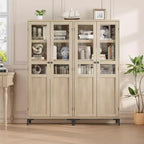 GustoWave Armoire de rangement haute de 160 cm avec portes en verre, meuble de cuisine à 5 niveaux, étagères réglables pour cuisine, salle à manger, salle de bain