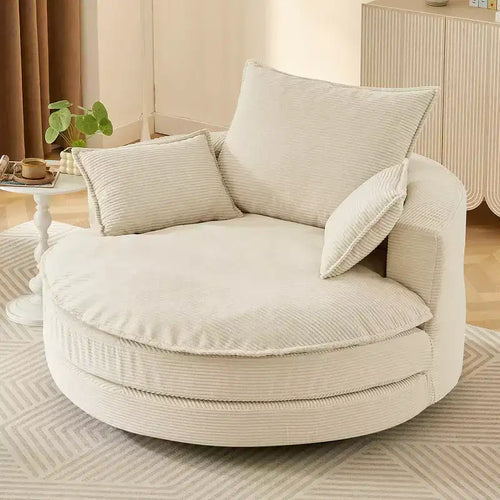 360 Swivel Accent Chair, Barrel Chair Swivel Round Sofa Chair with Cushion for Living Room