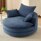 Fauteuil d'appoint pivotant à 360°, Fauteuil pivotant rond en forme de baril avec coussin pour salon