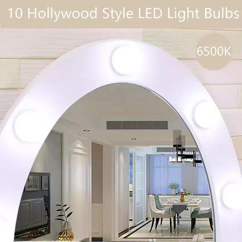 Coiffeuse moderne avec miroir LED, 5 tiroirs de rangement, tabouret moelleux, conception convertible, assemblage rapide