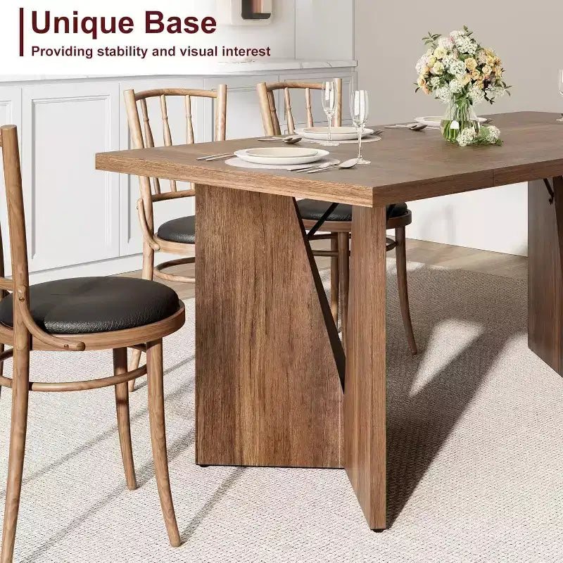 Table à manger de ferme de 180 cm - 6 places, table rectangulaire en bois massif pour cuisine et salle à manger