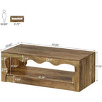 Lantine - Table basse en bois de 47,24 pouces, table d'appoint rectangulaire à 2 niveaux avec étagère de rangement ouverte pour salon