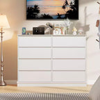 Commode double COZONY 51 po de large à 8 tiroirs – Grande commode horizontale avec tiroirs profonds et plateau large pour chambre, dressing, salon et couloir
