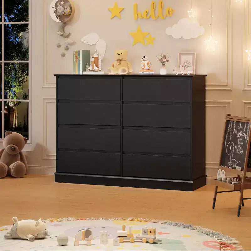 COZONY 51 Wide 8-Drawer Double Dresser  Large Horizontal Chest with Deep Drawers & Wide Top for Bedroom, Closet, Living Room & Hallway