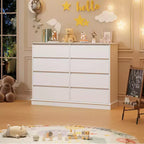 Commode double COZONY 51 po de large à 8 tiroirs – Grande commode horizontale avec tiroirs profonds et plateau large pour chambre, dressing, salon et couloir