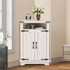 Meuble d'angle de salle de bain GustoWave, petit meuble d'angle avec portes coulissantes et étagère réglable, table de salle de bain de style ferme avec rangement pour petits espaces