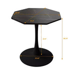 Table basse octogonale MAYEERTY avec base en métal et plateau en MDF pour salle à manger et salon, aspect marbre