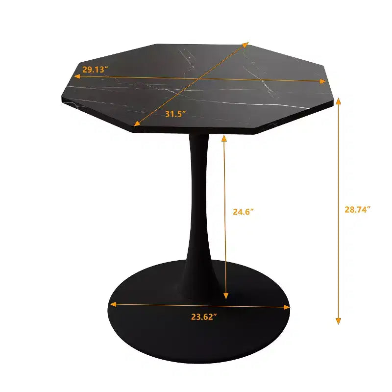 Table basse octogonale MAYEERTY avec base en métal et plateau en MDF pour salle à manger et salon, aspect marbre