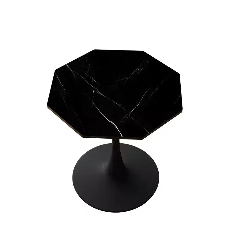 Table basse octogonale MAYEERTY avec base en métal et plateau en MDF pour salle à manger et salon, aspect marbre