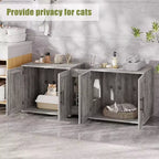Meuble Cache Litière Acekool pour Chat, Grande Maison de Toilette Dissimulée avec Griffoir et Plateau de Rangement, 140 cm