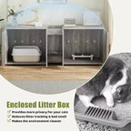 Meuble Cache Litière Acekool pour Chat, Grande Maison de Toilette Dissimulée avec Griffoir et Plateau de Rangement, 140 cm