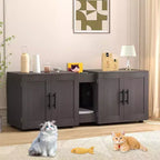 Meuble Cache Litière Acekool pour Chat, Grande Maison de Toilette Dissimulée avec Griffoir et Plateau de Rangement, 140 cm