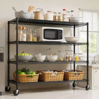 Étagère métallique réglable, rayonnage de rangement utilitaire à roulettes, rayonnage à niveaux robuste pour buanderie, restaurant, garage, cellier, cuisine, garage
