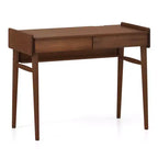 Costway Bureau en Bambou 39.5 Table d'Étude Informatique avec 2 Tiroirs de Rangement et Étagère Ouverte
