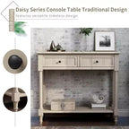 Console rustique de ferme avec 2 tiroirs et étagère inférieure pour salon