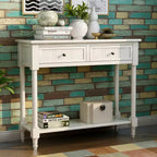Console rustique de ferme avec 2 tiroirs et étagère inférieure pour salon
