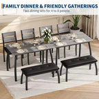 Ensemble de salle à manger Coolmee pour 4 personnes, table de cuisine avec banquette rembourrée et 2 chaises, ensemble de meubles de salle à manger 4 pièces pour petit espace, appartement
