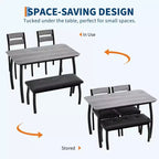 Ensemble de salle à manger Coolmee pour 4 personnes, table de cuisine avec banquette rembourrée et 2 chaises, ensemble de meubles de salle à manger 4 pièces pour petit espace, appartement