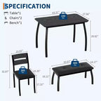Ensemble de salle à manger Coolmee pour 4 personnes, table de cuisine avec banquette rembourrée et 2 chaises, ensemble de meubles de salle à manger 4 pièces pour petit espace, appartement