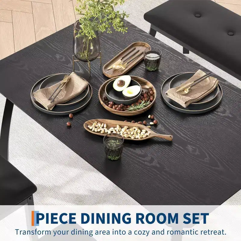 Ensemble de salle à manger Coolmee pour 4 personnes, table de cuisine avec banquette rembourrée et 2 chaises, ensemble de meubles de salle à manger 4 pièces pour petit espace, appartement