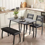 Ensemble de salle à manger Coolmee pour 4 personnes, table de cuisine avec banquette rembourrée et 2 chaises, ensemble de meubles de salle à manger 4 pièces pour petit espace, appartement