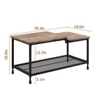 Table basse GustoWave en bois, table d'appoint à 2 niveaux avec étagère en maille pour salon, chambre, bureau, marron rustique