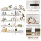 Étagère d'angle convertible à 5 niveaux, Bibliothèque industrielle en forme de L avec rangement pour la maison, le bureau et le salon