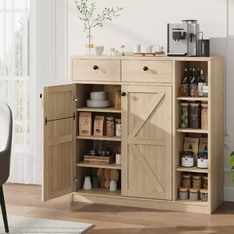 Meuble à Chaussures Acekool - Organiseur Moderne avec Portes, Étagères Réglables pour Entrée, Peut Contenir 18 à 24 Paires, Naturel
