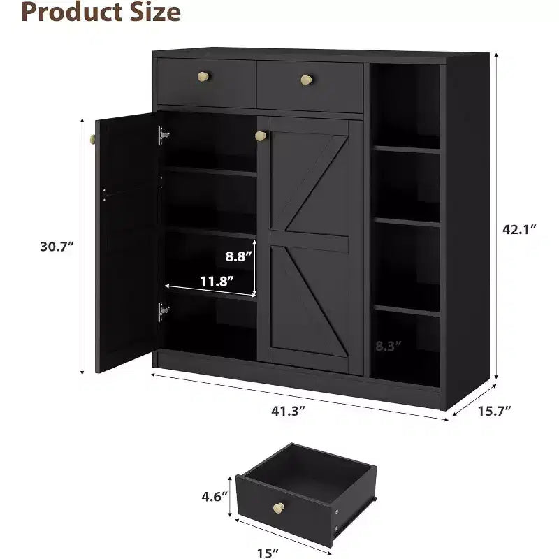 Meuble à Chaussures Acekool - Organiseur Moderne avec Portes, Étagères Réglables pour Entrée, Peut Contenir 18 à 24 Paires, Naturel