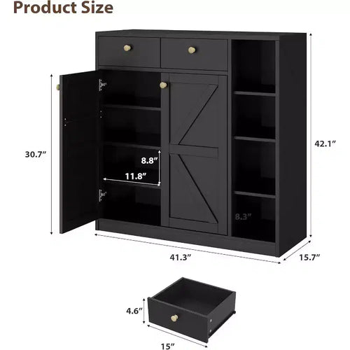Meuble à Chaussures Acekool - Organiseur Moderne avec Portes, Étagères Réglables pour Entrée, Peut Contenir 18 à 24 Paires, Naturel