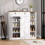 Meuble à Chaussures Acekool - Organiseur Moderne avec Portes, Étagères Réglables pour Entrée, Peut Contenir 18 à 24 Paires, Naturel