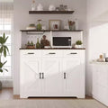 59 Farmhouse Sideboard Buffet Cabinet with Barn Doors, 3 Drawers & Shelves, Microwave Stand, Modern Storage for Kitchen or Dining Room